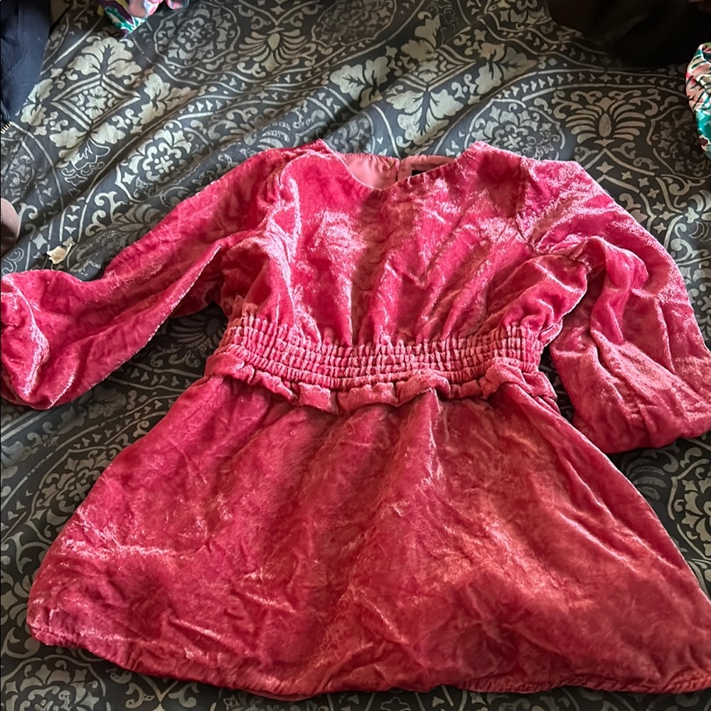 Pink Velvet Long Sleeve Dress